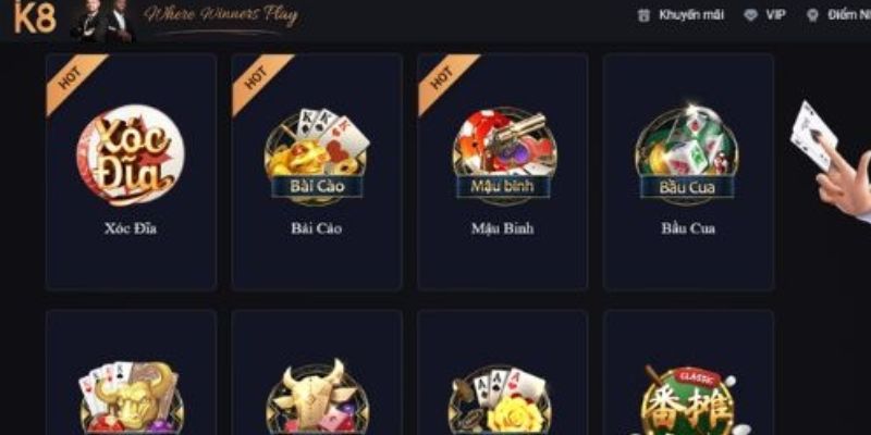 K8 tung ra nhiều ưu đãi cho anh em đam mê xóc bầu cua online